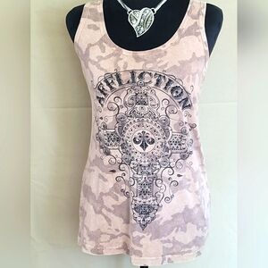 Affliction Pink Graphic Sleeveless Tank Top